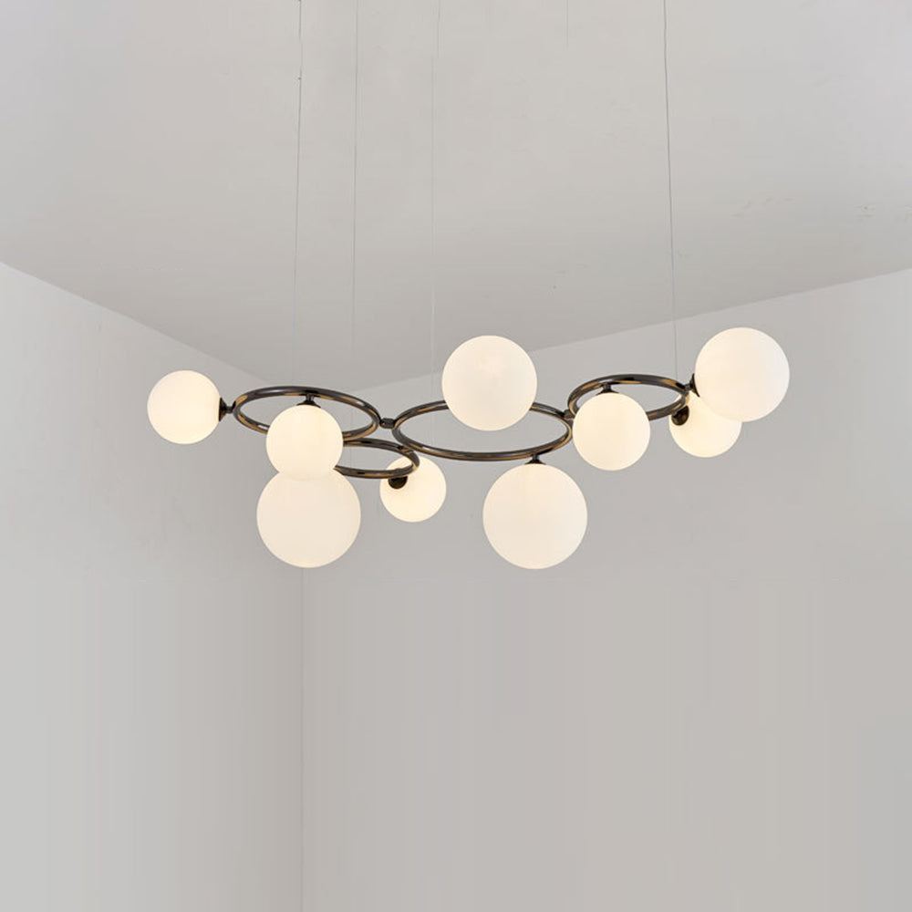 Valentina Modern Designe Wave Metal/Glass Pendant Light, White/Gold - Lamp Copper