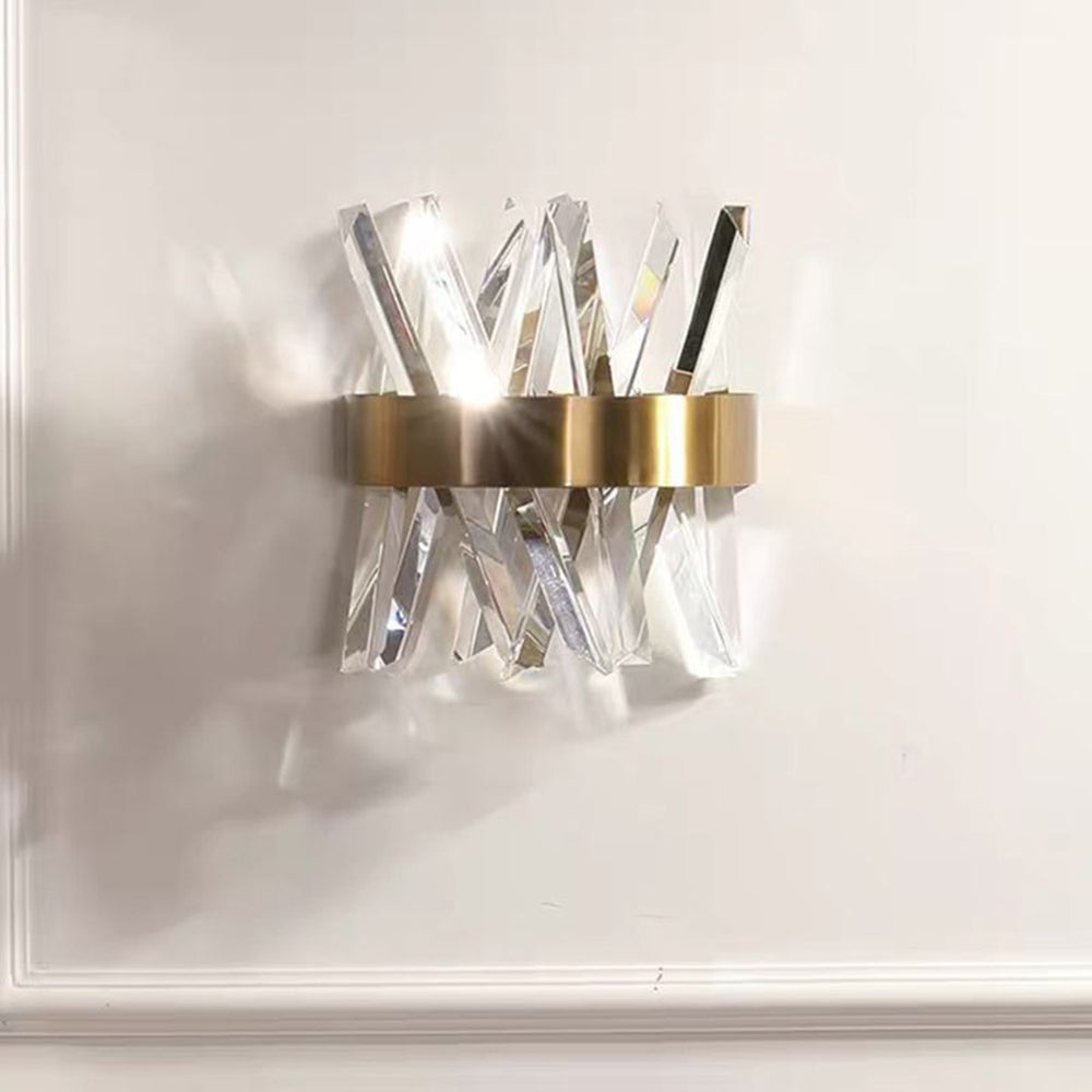 Kristy Decorative Geometric Crystal/Metal Wall Lamp, Gold - Lamp Copper