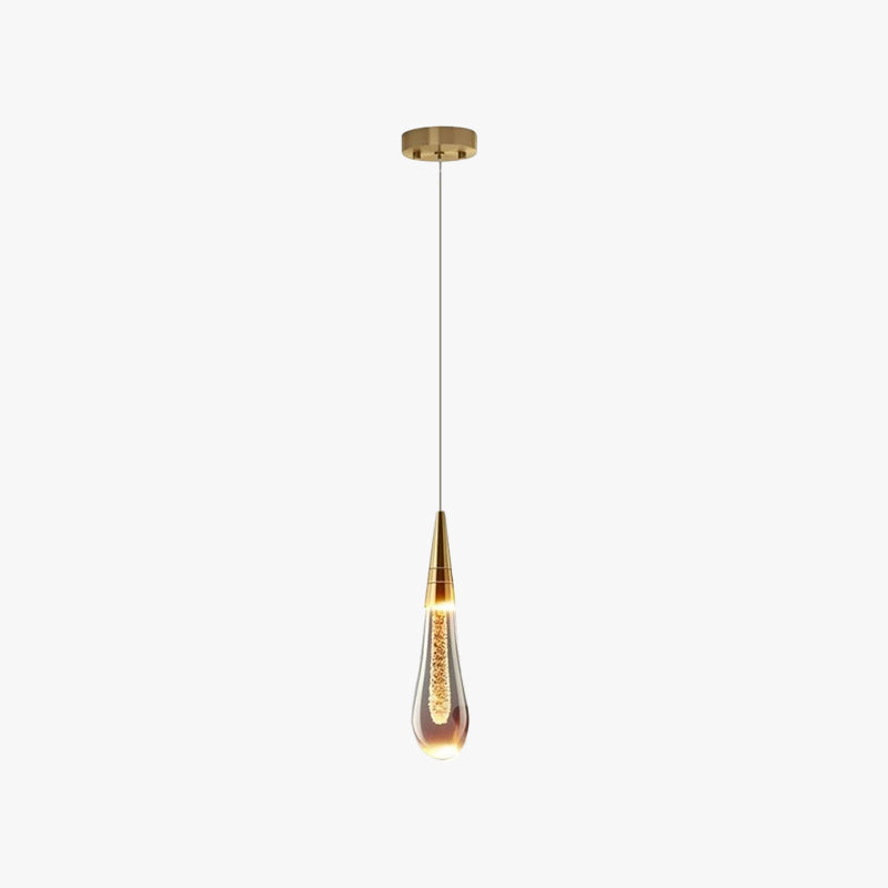 Kristy Pendant Light Crystal & Glass Droplet, Gold - Lamp Copper