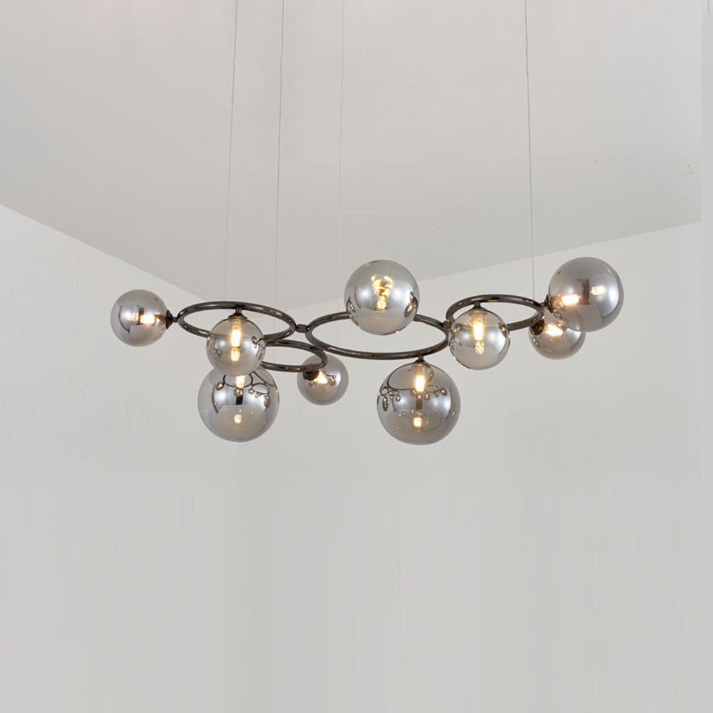 Valentina Modern Designe Wave Metal/Glass Pendant Light, White/Gold - Lamp Copper