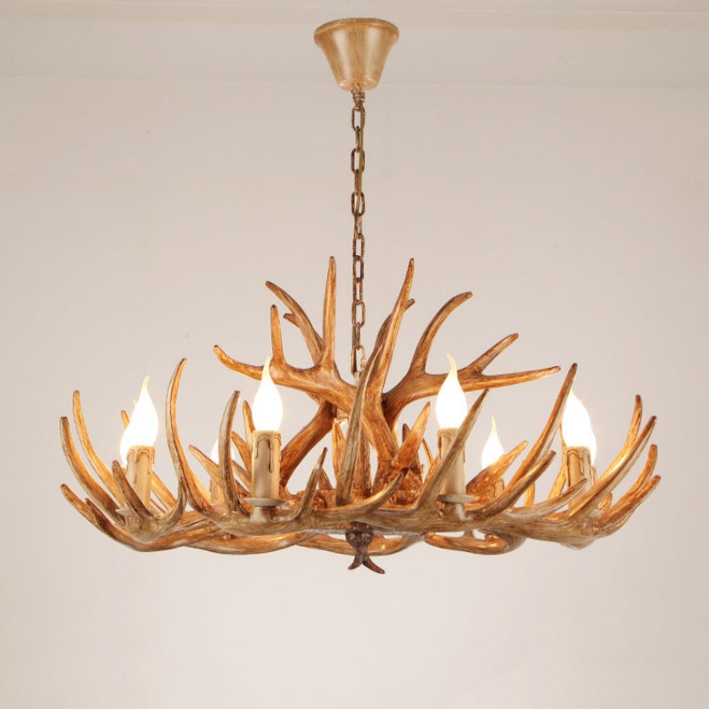 Silva Retro Deer Antlers Candle light Horn Resin Chandelier - Lamp Copper