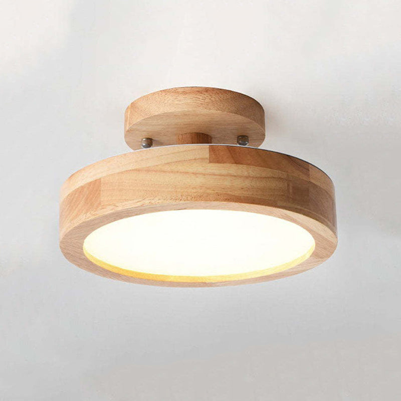 Orya Round LED Flush Mount Ceiling Light Modern Wood Colorful - Lamp Copper
