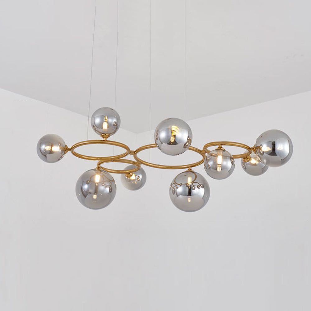 Valentina Modern Designe Wave Metal/Glass Pendant Light, White/Gold - Lamp Copper