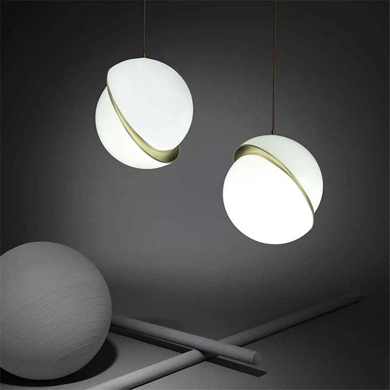 Valentina Simple Pendant Light, Gold & White - Lamp Copper