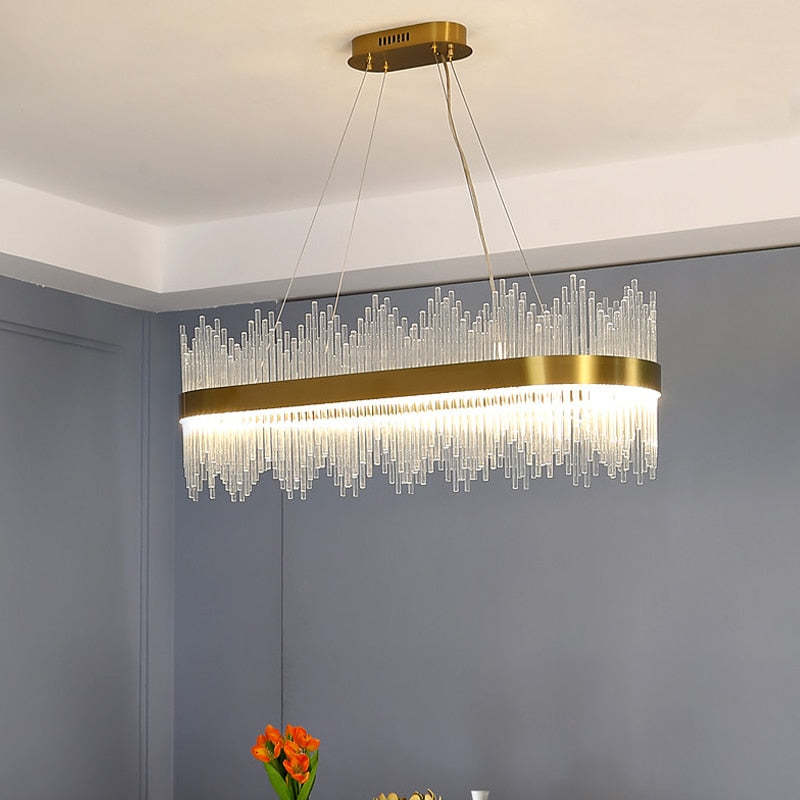 Kristy Modern Round/Rectangular Chain Chandelier, Gold - Lamp Copper