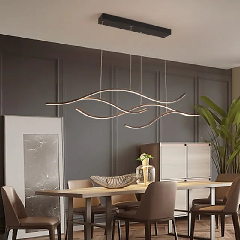Arisha Pendant Light, Multi-Curved, Black/Gold - Lamp Copper