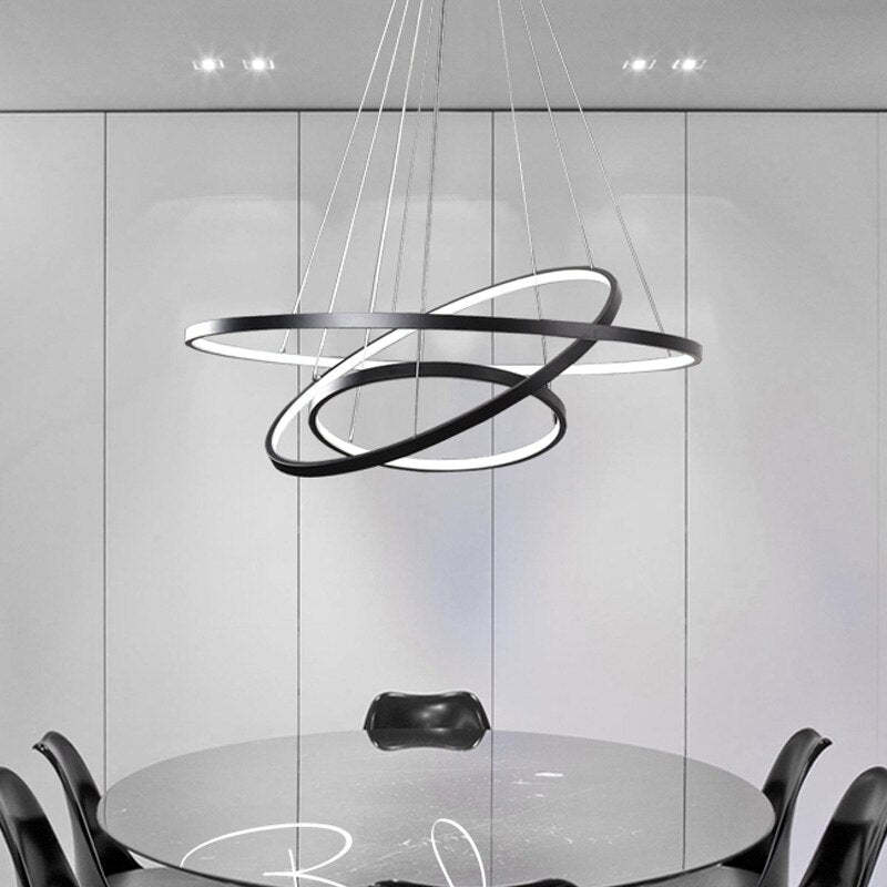 Aluna Pendant Light, Inner Ring Illuminated, White/Black/Gold - Lamp Copper