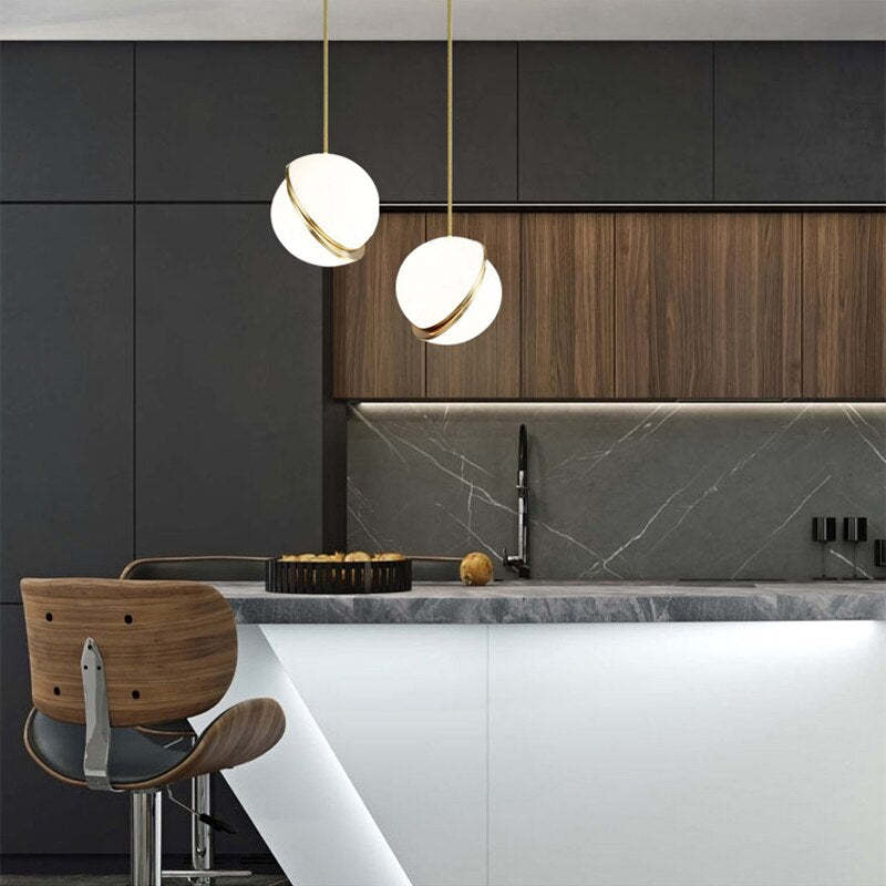 Valentina Simple Pendant Light, Gold & White - Lamp Copper