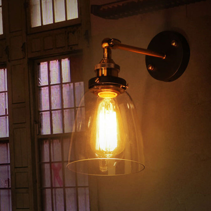 Arisha Retro Vintage Wall Mounted Lamp, Metal & Glass - Lamp Copper