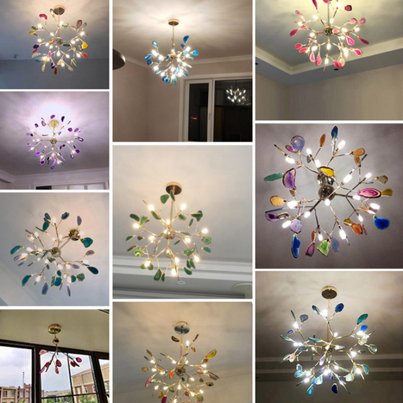 Aria Agate Creative Colourful Chandelier Bedroom/Living Room - Lamp Copper