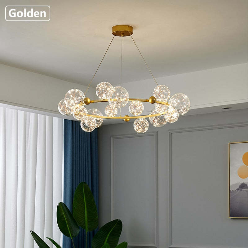 Valentina Art Deco Luminous Sphere Cluster Glass Pendant Light - Lamp Copper