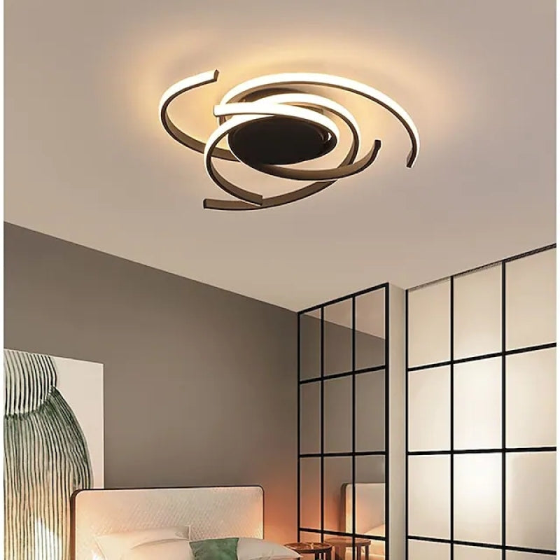 Arisha Modern Multi Arc Linetype Ceiling Light,Black/White - Lamp Copper