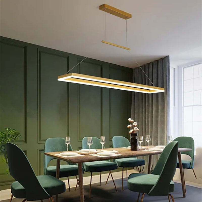 Gloen Modern Rectangular Hanging Pendant Light, Gold/Coffee - Lamp Copper