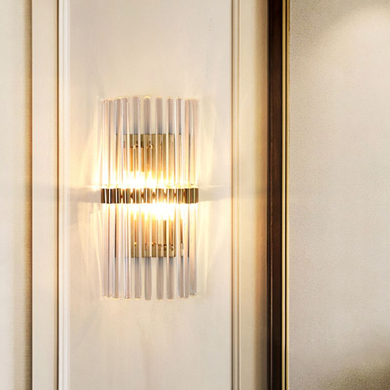 Ray Modern Cylindrical Metal/Crystal Wall Lamp, Gold - Lamp Copper