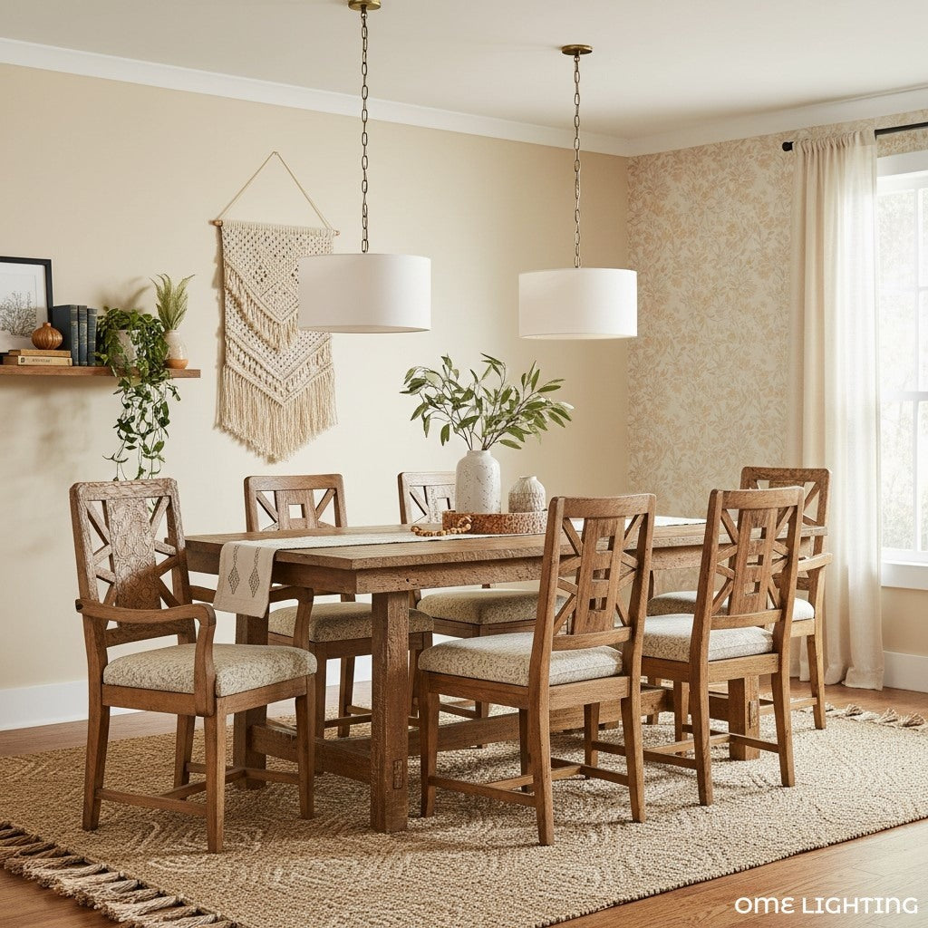 Rowan  Linen Drum Pendant Light  For Kitchen