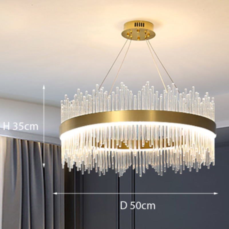 Kristy Modern Round/Rectangular Chain Chandelier, Gold - Lamp Copper