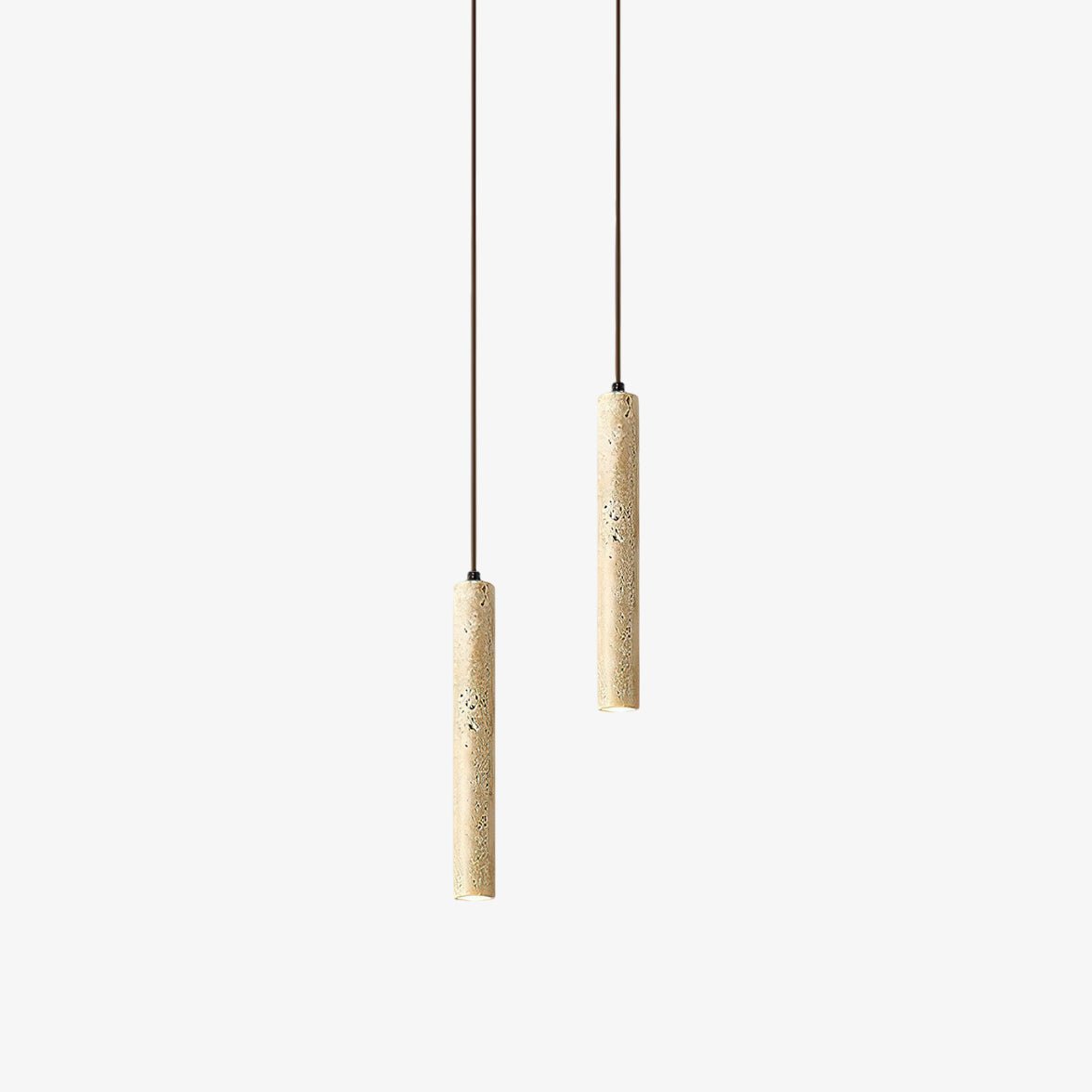Olvynarae Cylindrical Travertine Pendant Light - Lamp Copper