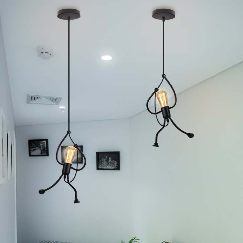 Miro Retro Modern Iron Man Pendant Light, Black - Lamp Copper