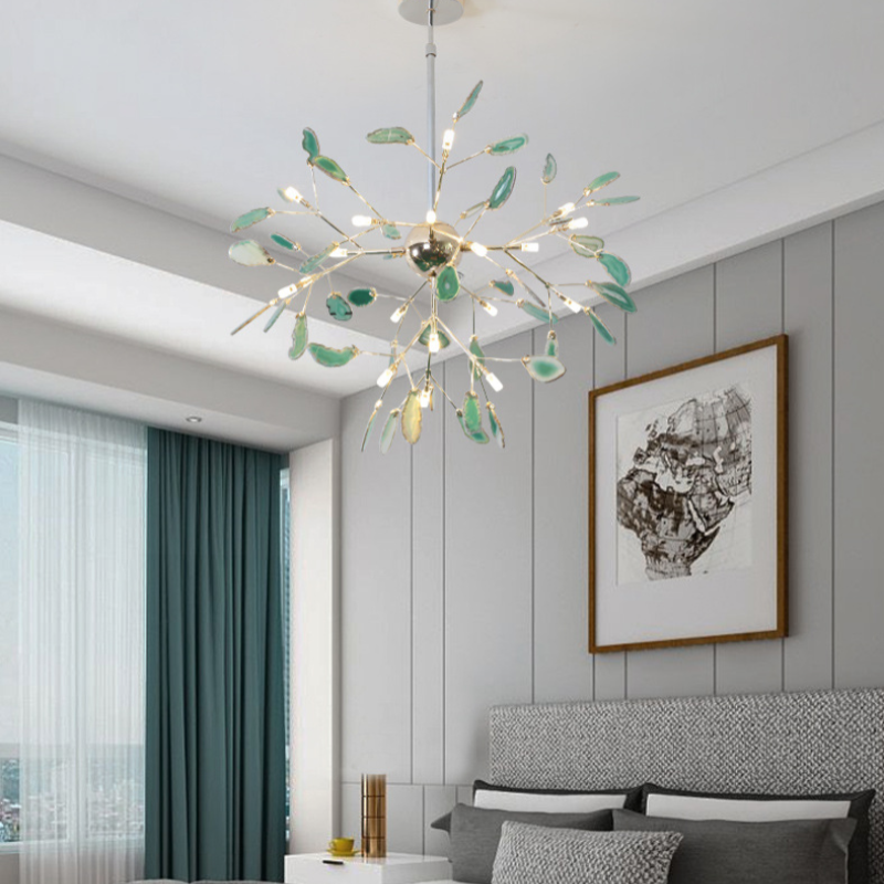 Aria Agate Creative Colourful Chandelier Bedroom/Living Room - Lamp Copper