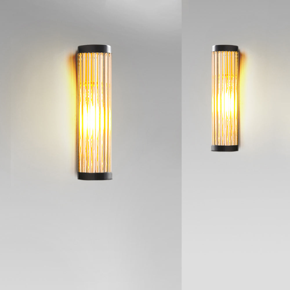 Yoru Modern Semi-Cylindrical Metal/Glass Outdoor Wall Lamp, Black - Lamp Copper