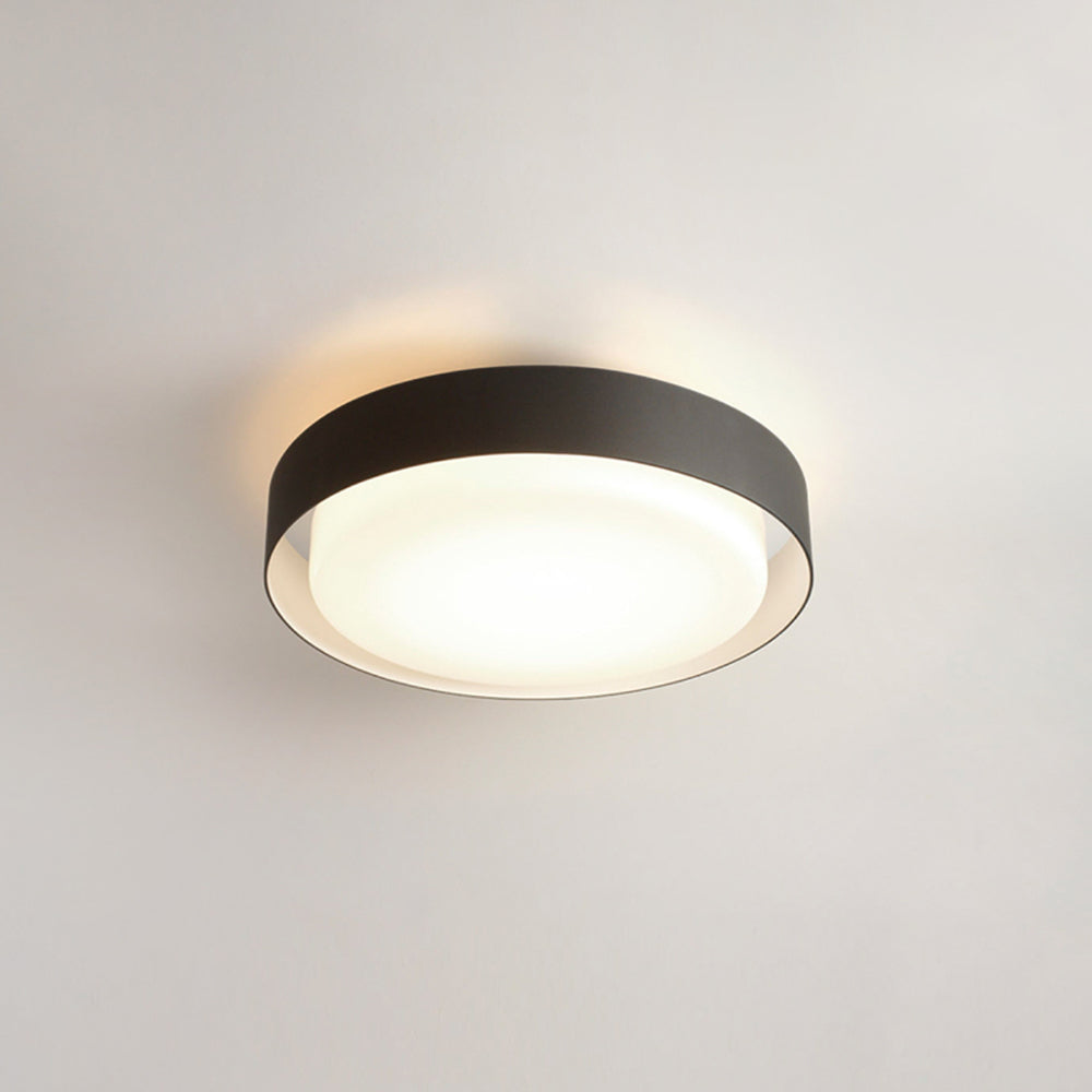 Ray Modern Round Flush Mount Ceiling Light, Metal/Acrylic, White/Black - Lamp Copper