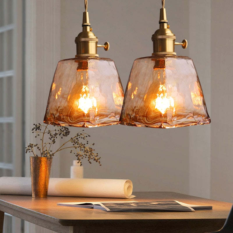 Zina Pendant Light Glass&Brass - Lamp Copper