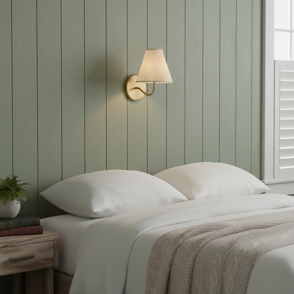 Lithe Wall Light with Linen Fabric Shade Hallway