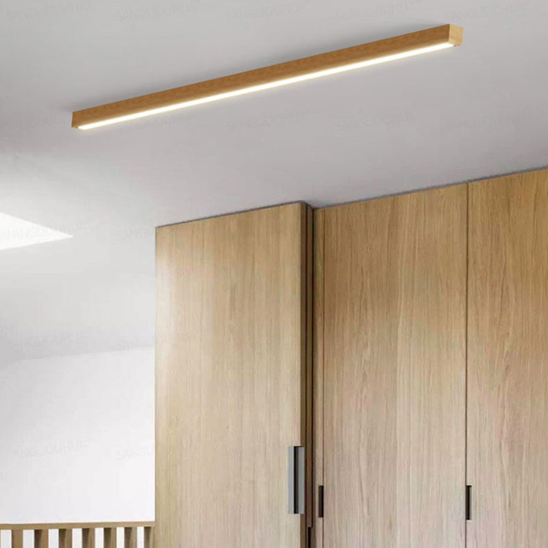 Arisha Linear Slim Ceiling Light, Wood - Lamp Copper