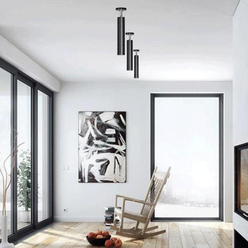 Aria Modern Long Tube Spotlight, Metal, Black/White - Lamp Copper