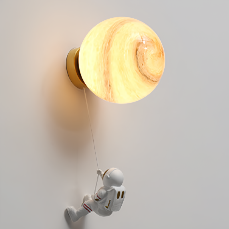 Aria Modern Moon LED Indoor Wall Lamp White Resin Kid's Room - Lamp Copper