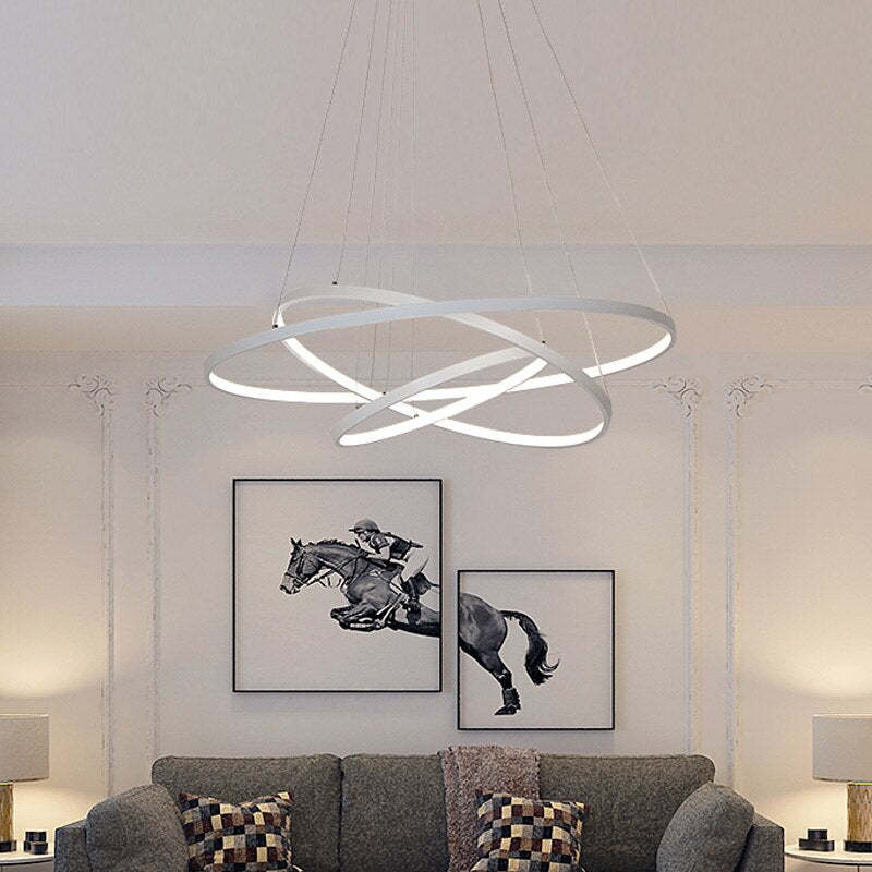 Aluna Pendant Light, Inner Ring Illuminated, White/Black/Gold - Lamp Copper