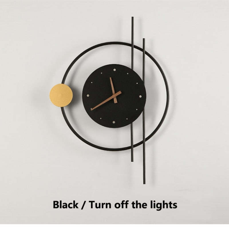 Arisha Wall Lamp Clock, Black & Gold - Lamp Copper