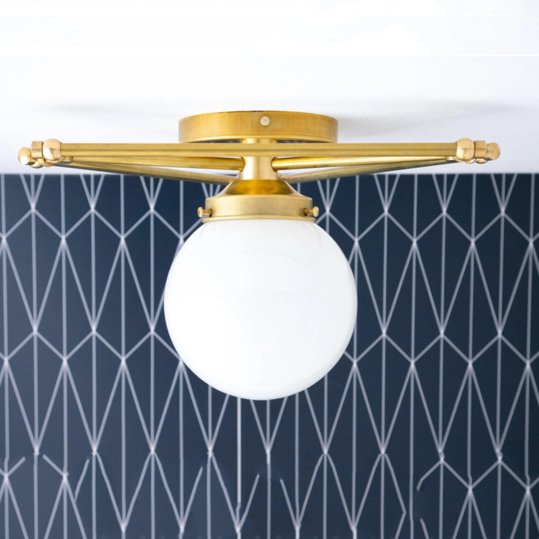 Pearl  Geometric Brass Flush Mount Ceiling Light