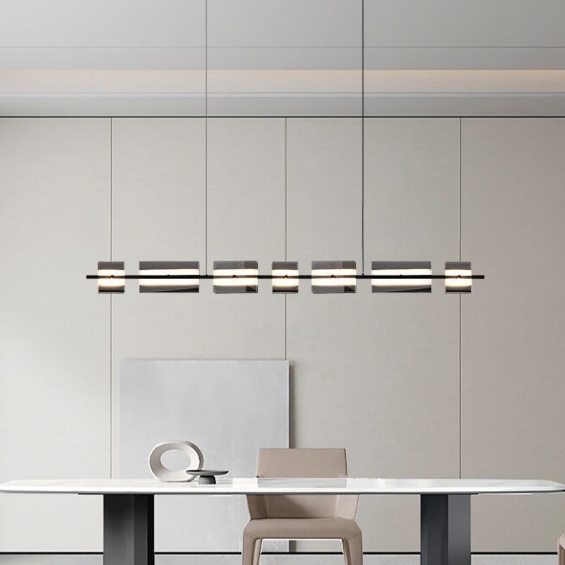 Arisha Modern Nordic Linear Copper/Glass Pendant Light, Brass/Black - Lamp Copper