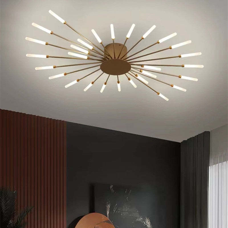 Wesley Flush-Mount Ceiling Light Fireworks, Black/Gold - Lamp Copper