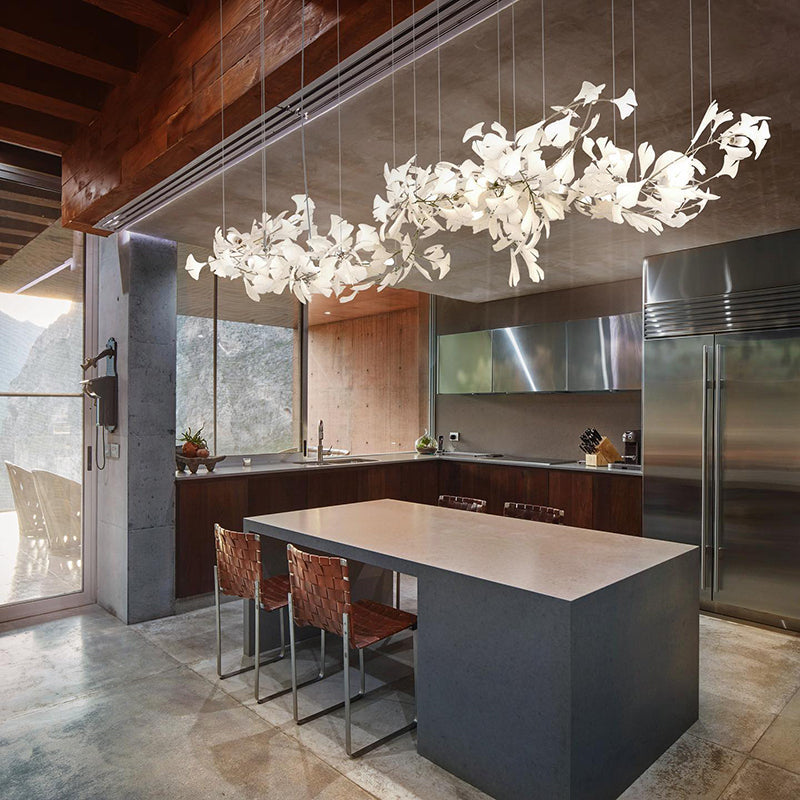 Olivia Luxury Ceramic Chandelier Large Foyer, Gingko leaf, Living Room - Lamp Copper