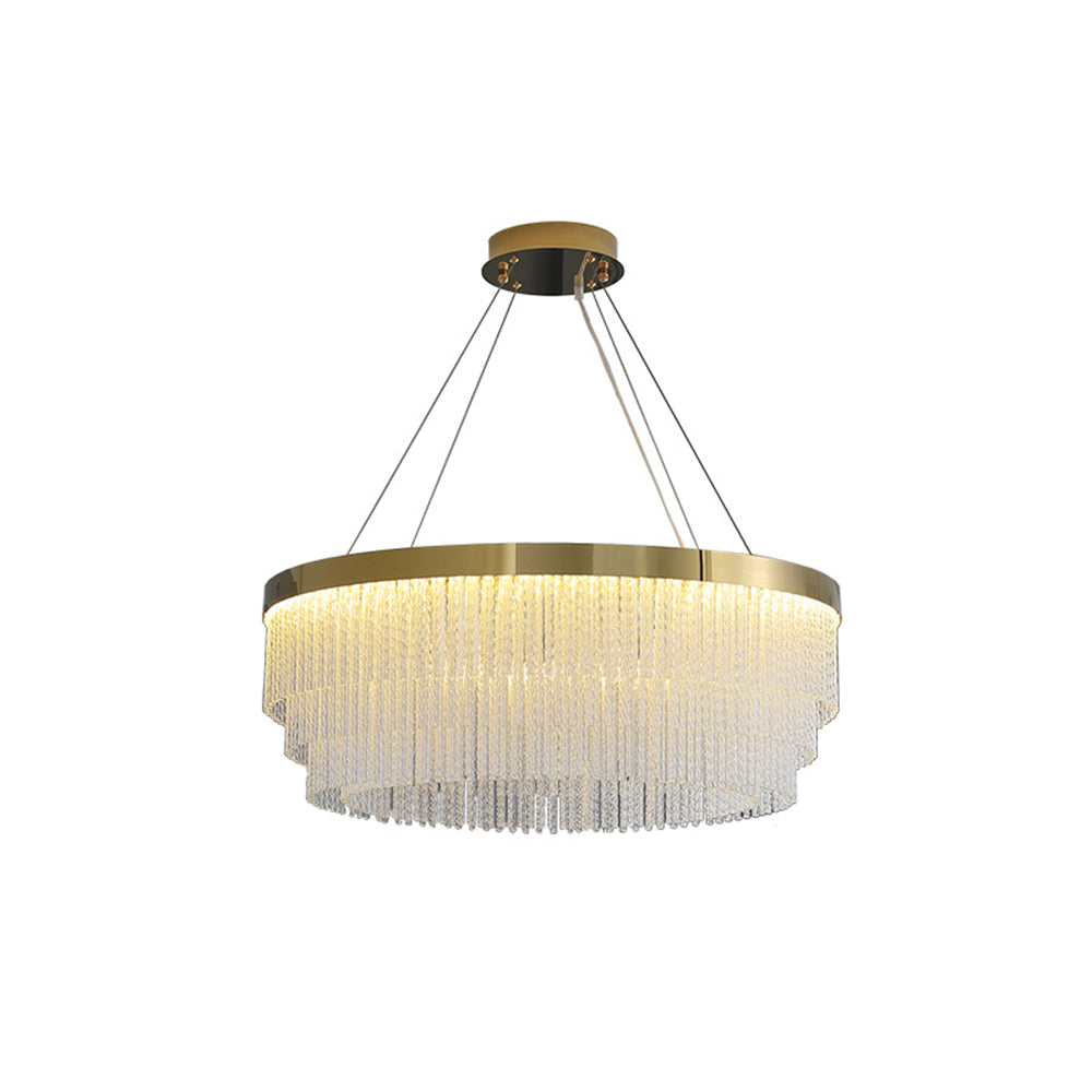 Kristy Modern Spiral Crystal Ring /Rectangle Chandelier, Gold - Lamp Copper