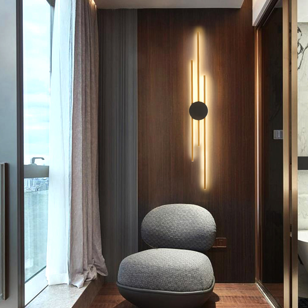 Saela Modern Linear 2 Colour Metal Wall Lamp - Lamp Copper