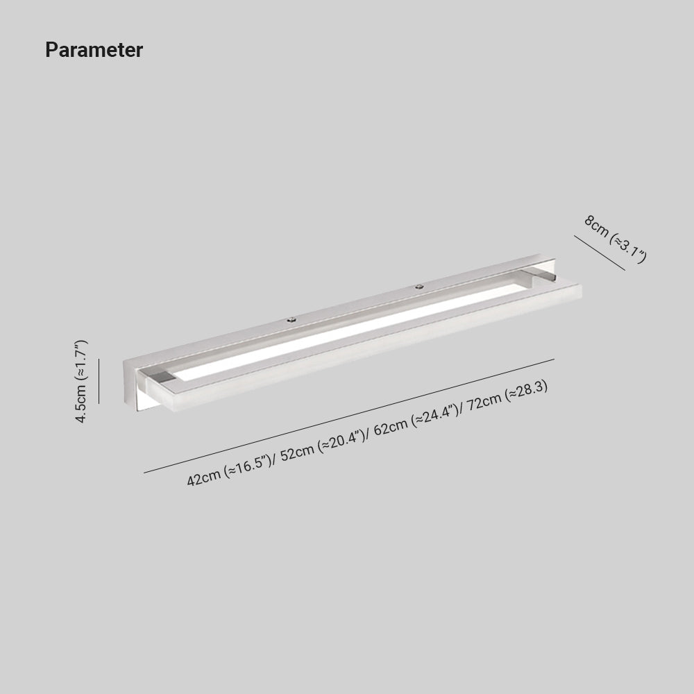 Arisha Elegant Rectangular Mirror Front Vanity Sliver White Wall Light - Lamp Copper