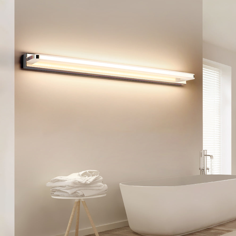 Arisha Nordic Linear Metal Mirror Front Wall Lamp, Chrome/Black - Lamp Copper