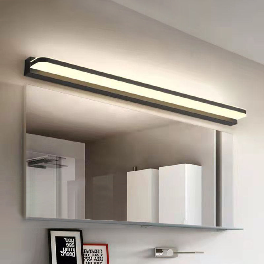 Arisha Nordic Linear Metal Mirror Front Wall Lamp, Chrome/Black - Lamp Copper