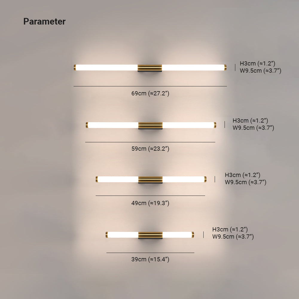 Arisha Modern Linear Cooper White Mirror Front Wall Lamp - Lamp Copper