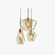 June Pendant Light Glass, Clear/Amber Diamond shape - Lamp Copper