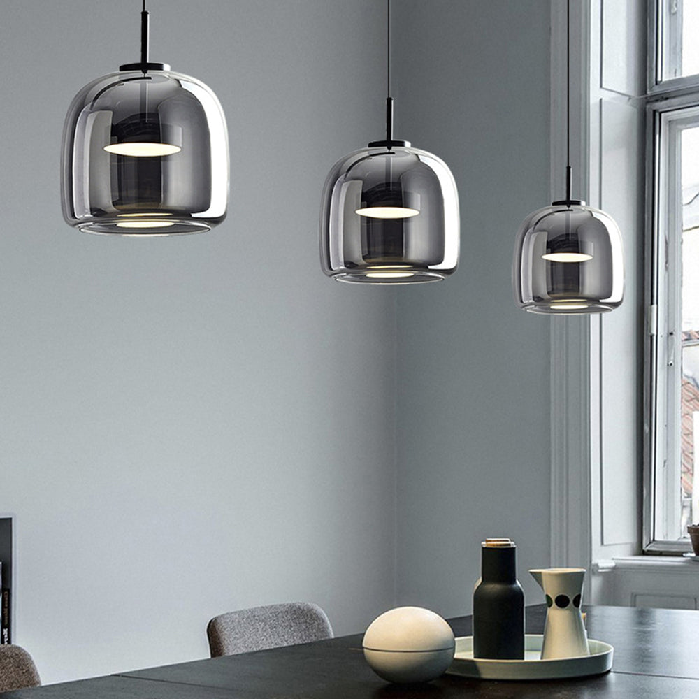 June Morden Glass Pendant Light Clear/Smoky/Amber - Lamp Copper