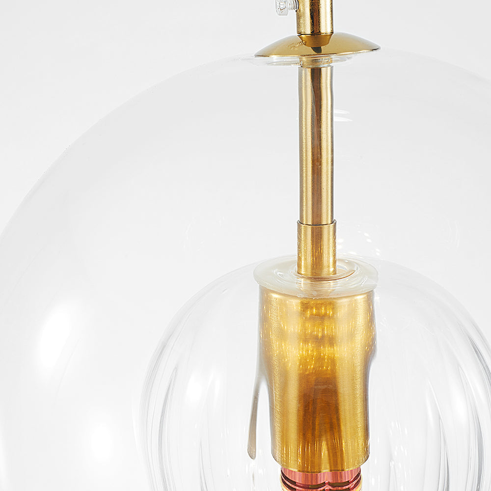 June Glass Globe Pendant Light Clear &Amber - Lamp Copper