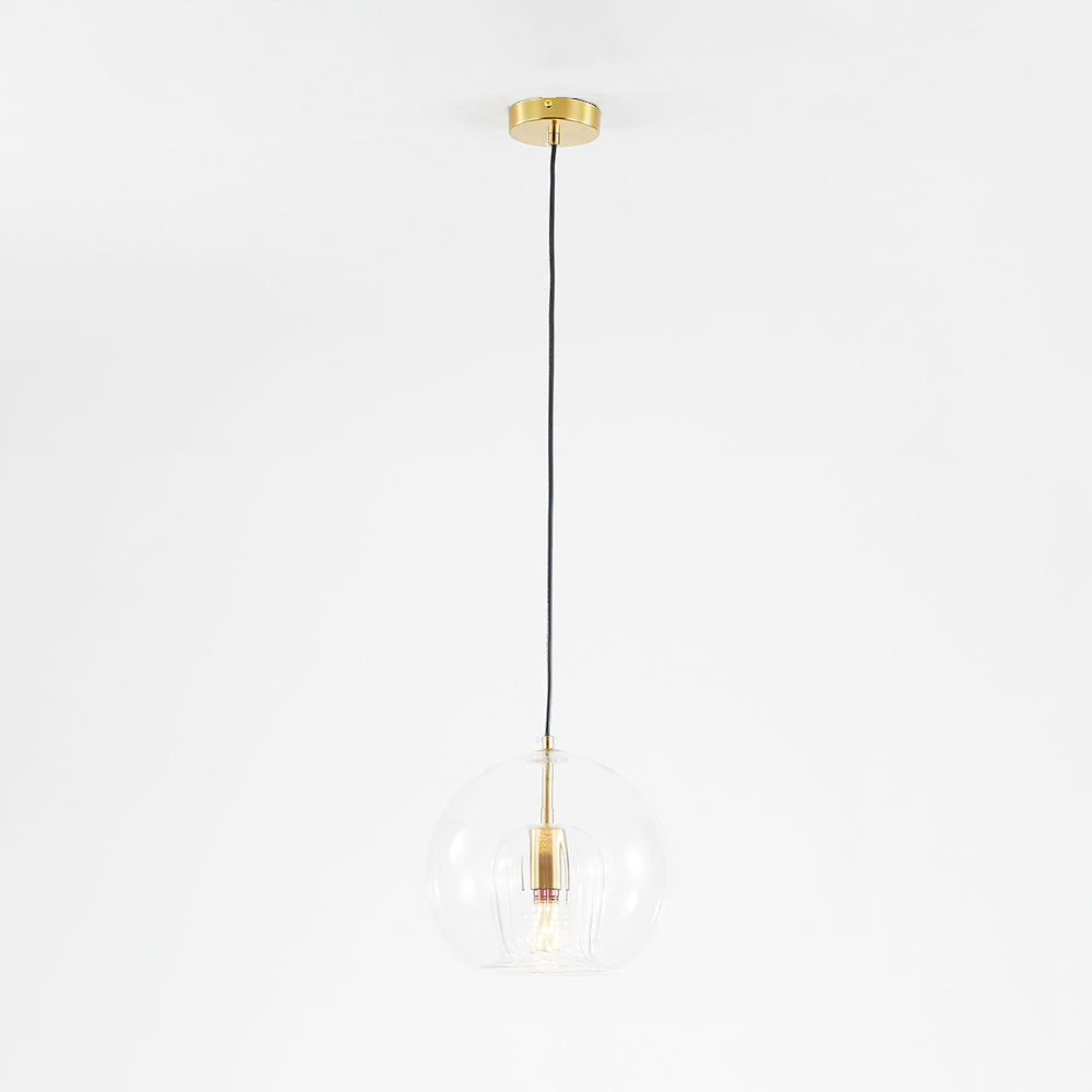 June Glass Globe Pendant Light Clear &Amber - Lamp Copper