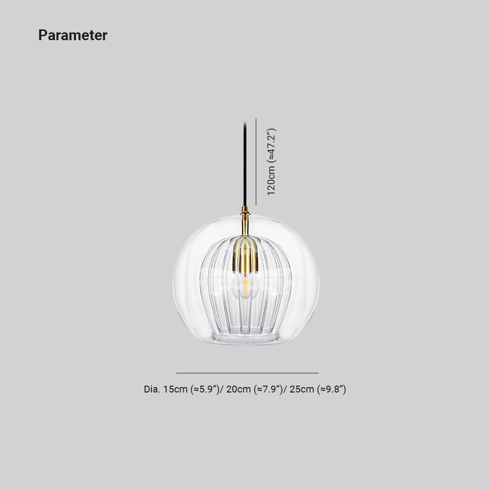 June Glass Globe Pendant Light Clear &Amber