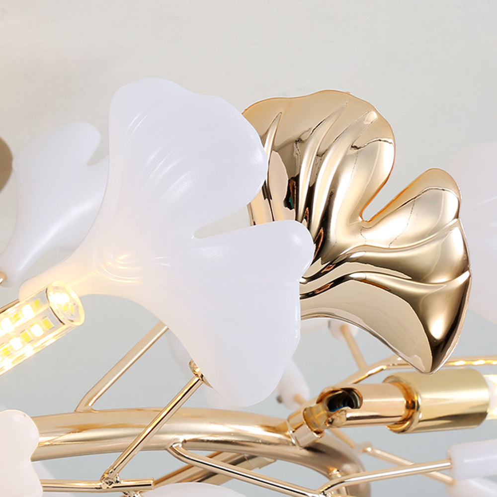 Olivia Elegant Leaf Ceramic/Metal Flush Mount Ceiling Light, Gold - Lamp Copper