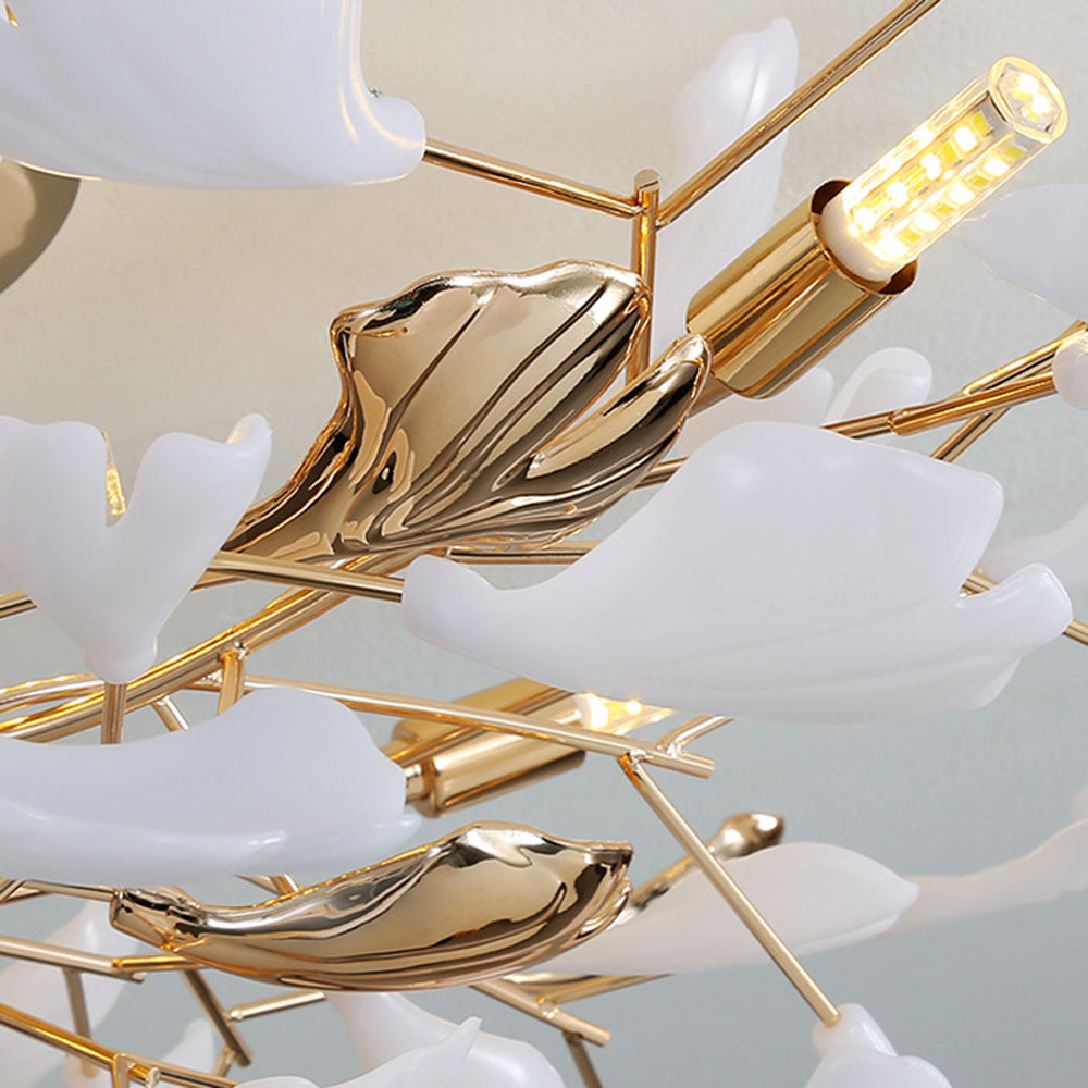 Olivia Elegant Leaf Ceramic/Metal Flush Mount Ceiling Light, Gold - Lamp Copper