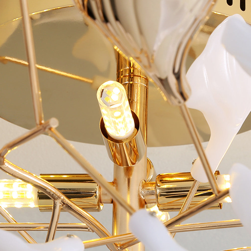 Olivia Elegant Leaf Ceramic/Metal Flush Mount Ceiling Light, Gold - Lamp Copper